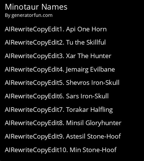 Minotaur Name Generator - Generate a Random Minotaur Name