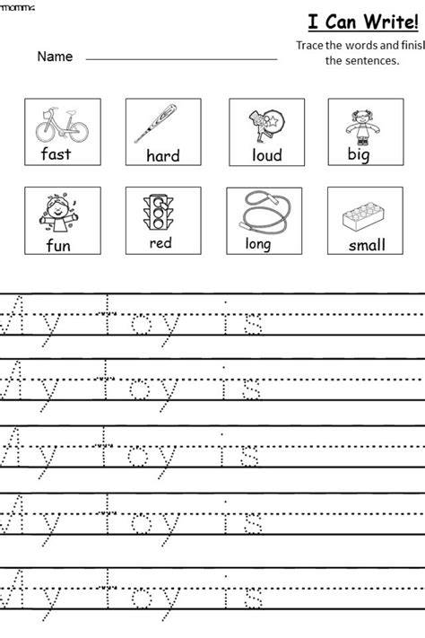 Kindergarten Printable Writing Worksheets - Printable And Enjoyable ...