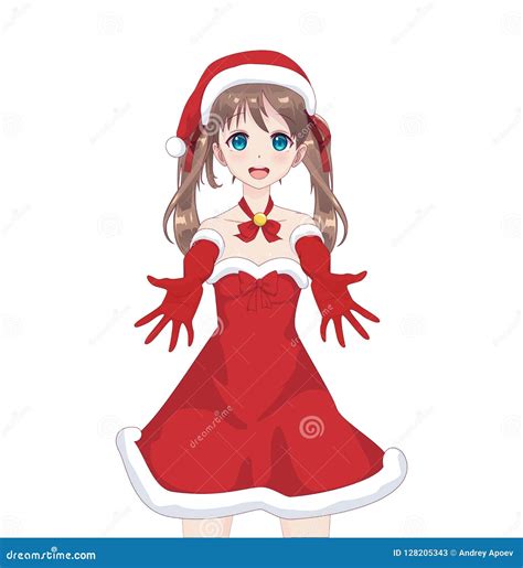 Anime Manga Girl Dressed in Santa Claus Costume Stock Vector - Illustration of beautiful ...