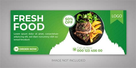 Premium Vector | Green and white food banner template design