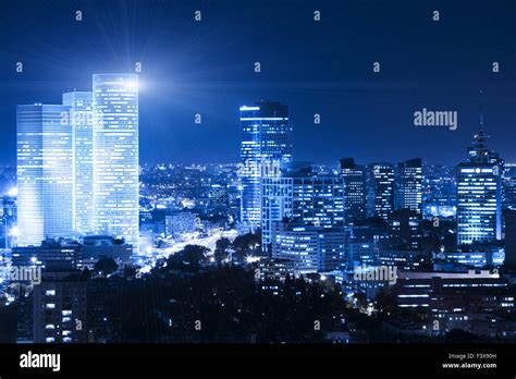 Tel Aviv Skyline at night Stock Photo - Alamy