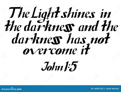 Lettering `the Light Shines in the Darkness` Stock Vector - Illustration of inspiration, john ...