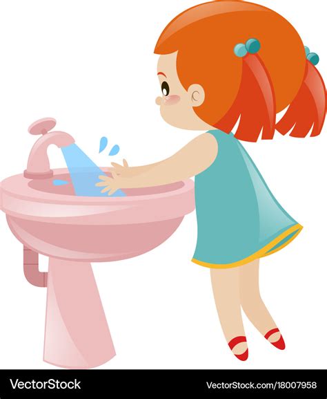 Girl washing hands in sink Royalty Free Vector Image