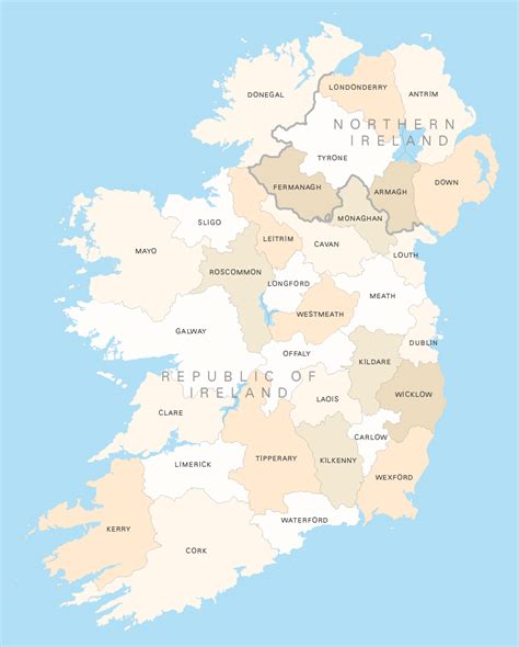 Map of Irish counties - royalty free editable vector map - Maproom