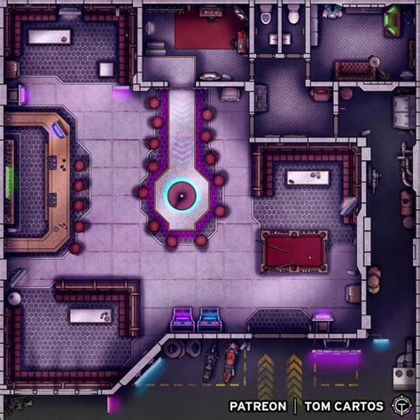 The Amaranth Cyberpunk Bar [15x15] : battlemaps | Tabletop rpg maps, Cyberpunk rpg, Dungeon maps