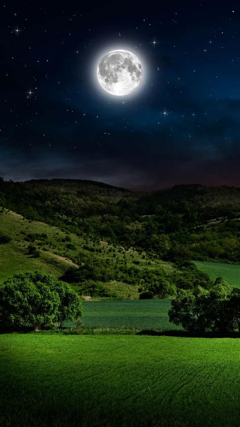 Night Sky With Full Moon Wallpaper Download | MobCup