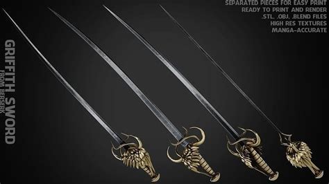 Berserk Griffith Sword for Cosplay 3D model 3D printable | CGTrader