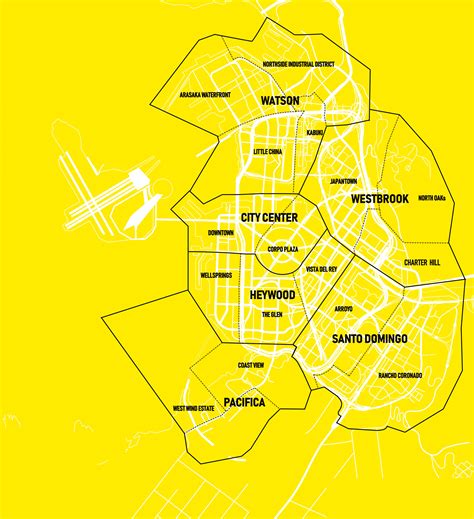 The World of Cyberpunk 2077: Official Map [Minimal Districts View]. : PS5