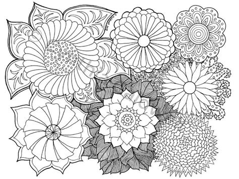 Flowers Doodle 2 Coloring Page Instant Download - Etsy