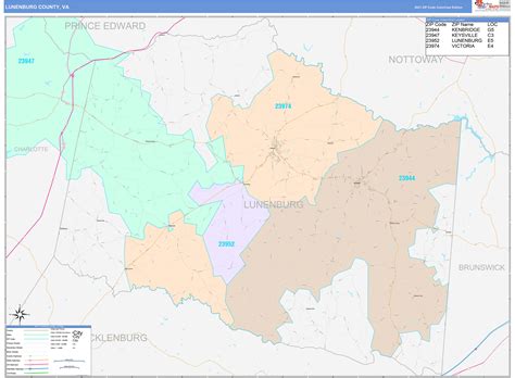 Lunenburg County, VA Wall Map Color Cast Style by MarketMAPS - MapSales.com