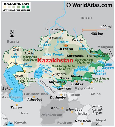 Kazakhstan Map / Geography of Kazakhstan / Map of Kazakhstan - Worldatlas.com