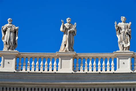 Statues on Colonnade Surrounding St. Peter’s Basilica in Rome, Italy ...