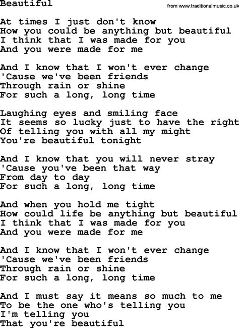 Beautiful, by Gordon Lightfoot, Lyrics