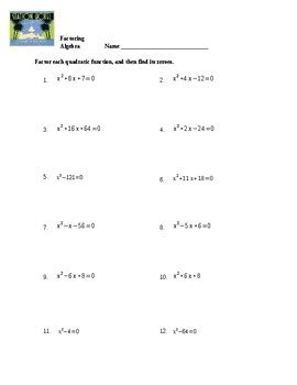 Factoring Quadratics Worksheet by Spiral Your Way Through Mathematics