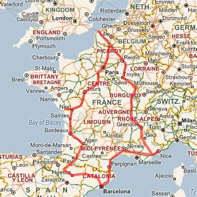 MAP OF FRANCE AND SPAIN - Recana Masana