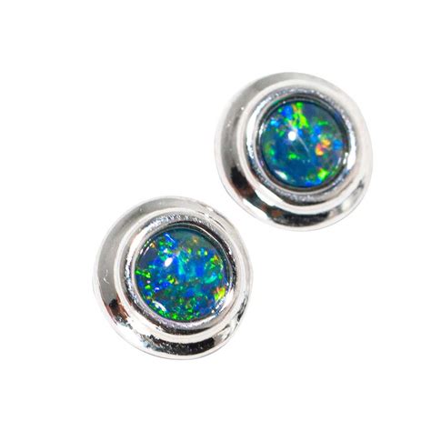 RAIN STERLING SILVER AUSTRALIAN OPAL STUD EARRINGS