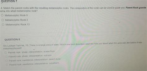 Solved 4. Match the parent rocks with the resulting | Chegg.com