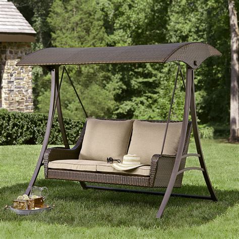 The Parkside Resin Wicker Swing is the perfect way to spend a summer day. Featuring a bench wit ...