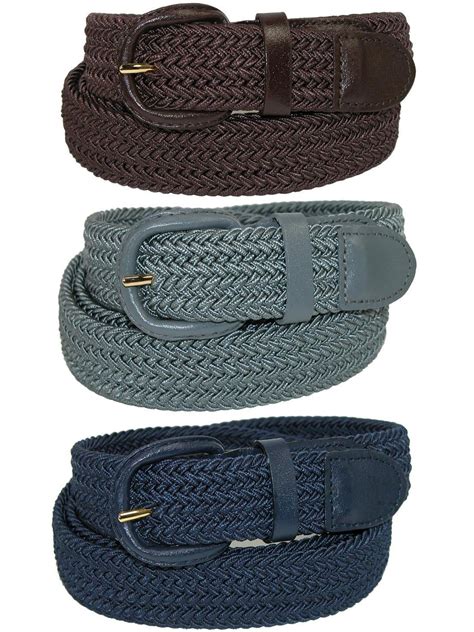 CTM - Men's Elastic Braided Stretch Belt (Pack of 3 Colors) - Walmart.com