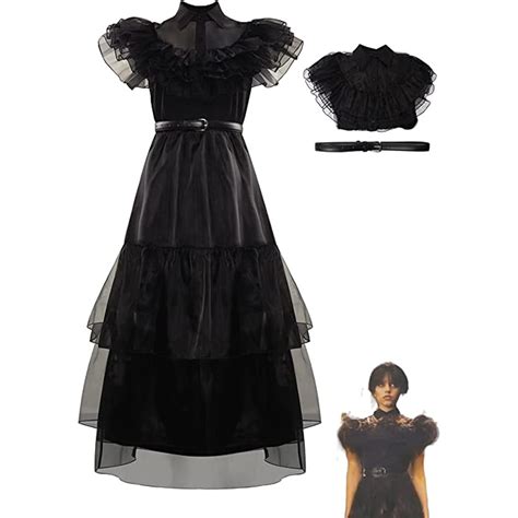 Buy GALER Wednesday Addams Dress Kids, Wednesday Addams Costume World Book Day Costumes for ...
