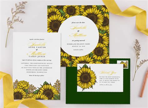 10 Sunflower Wedding Invitations for Your Country Chic Vibe