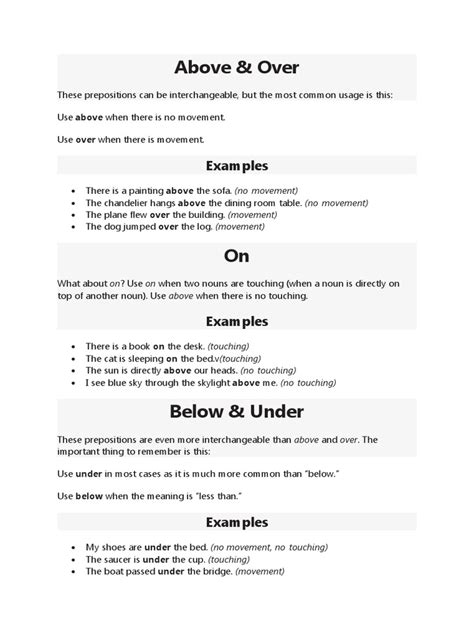 Above & Over: Examples | PDF