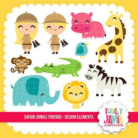 Jungle Animal Clipart / Cute Jungle Animal Clipart / Jungle Theme Birthday / Safari Animals ...