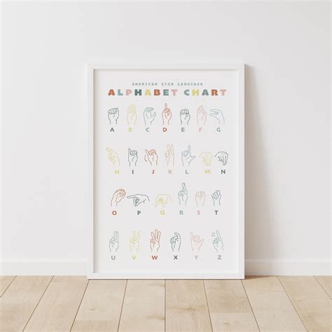 Colorful ASL Alphabet Poster American Sign Language - Etsy