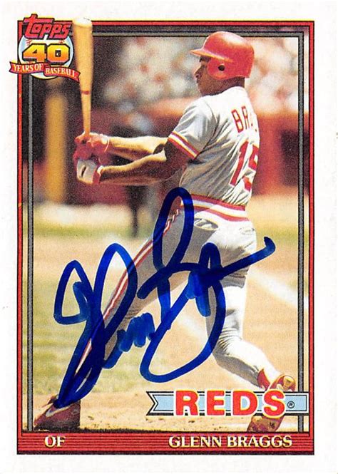 Glenn Braggs autographed baseball card (Cincinnati Reds) 1991 Topps #444