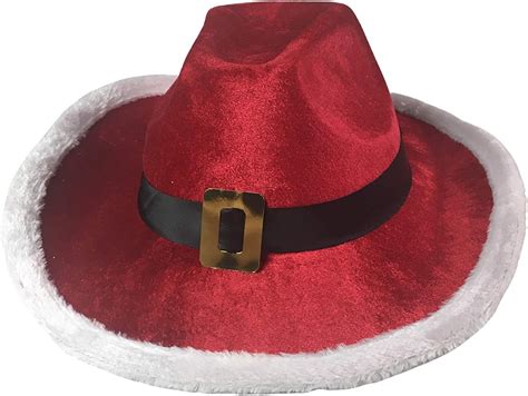 Amazon.com: Christmas Themed Santa Clause Cowboy Hat for Adults Red: Clothing