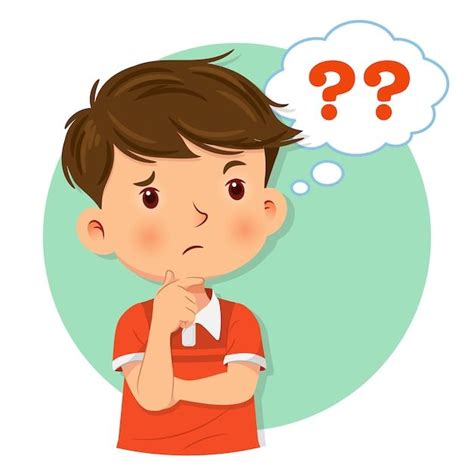 Premium Vector | Little boy thinking. a bubble with question sign ...