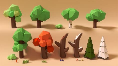 Low poly art nature set 3D Model Game ready .blend - CGTrader.com