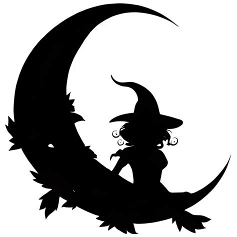 Witch Moon Silhouette Witch Flying · Creative Fabrica