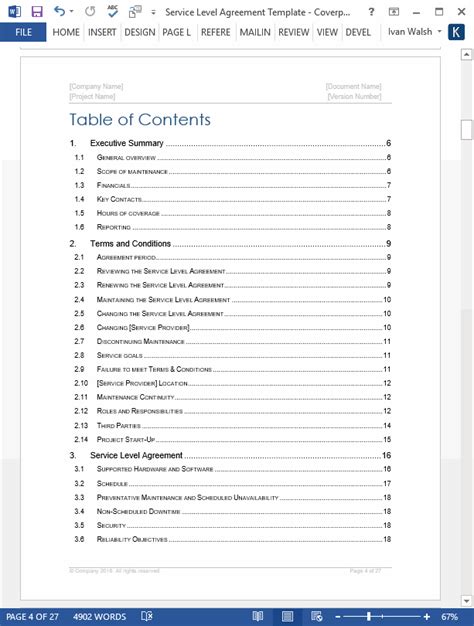 Service Level Agreement (SLA) Template (MS Word/Excel) – Templates, Forms, Checklists for MS ...