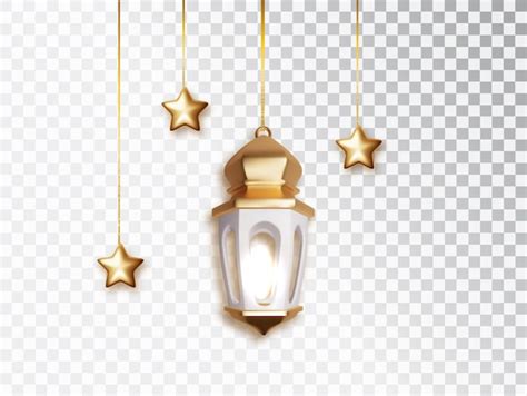 Free Vector | Ramadan lantern and star hanging 3d decorations ...