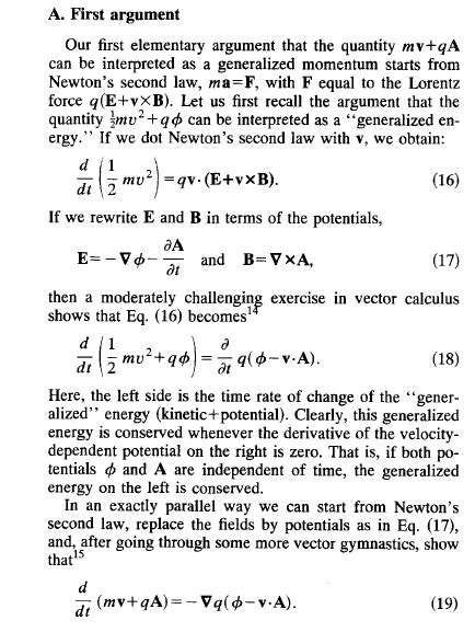 [Physics] Magnetic Vector Potential – a measure of Momentum – Math Solves Everything