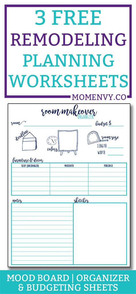 Remodeling Planner - 3 Worksheets to Plan Out your Next Makeover | Renovation planner, How to ...