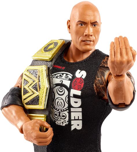 WWE Ultimate Edition The Rock Action Figure with Interchangeable Heads, Swappable Hands, & WWE ...