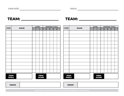 Basketball Scorebook Printable Sheets - Printable Blank World