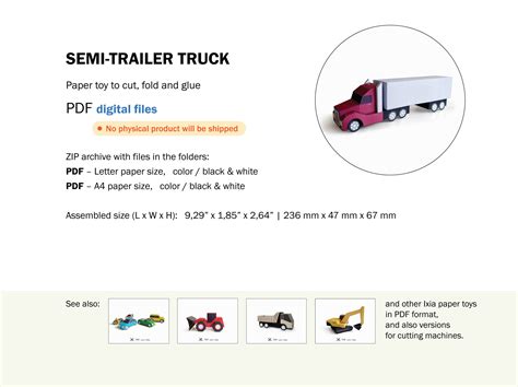 Semi-trailer Truck. Paper Printable Toy. Paper Craft PDF Templates - Etsy