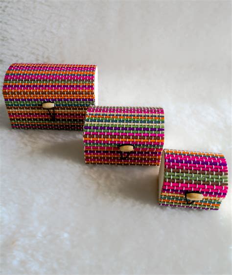 Handcrafted Bamboo Accessories Box, Multicolour- Set of 3 » DecorDill