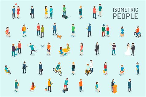 Isometric People Set | Isometric illustration, Illustration, Isometric