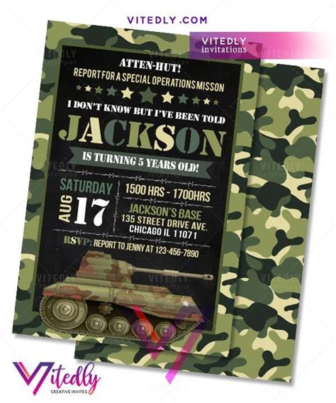 Army Invitation, Army Birthday Invitation, Military Invitation ...