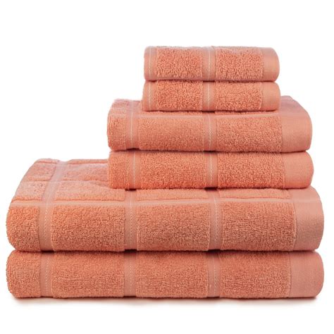 Kempster 6 Piece Bath Towel Set in Coral - Walmart.com - Walmart.com