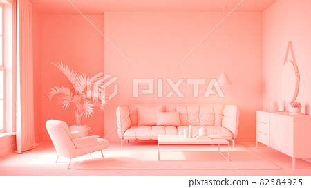 Minimalist Pink Interior of modern living room... - Stock Illustration ...