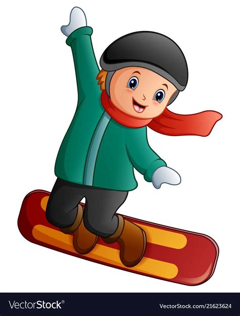 illustration of Cartoon boy with snowboard. Download a Free Preview or ...