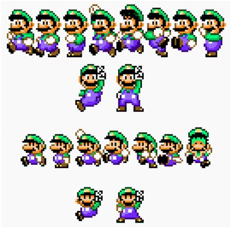 The difference between Luigi’s sprites in Super Mario World (where he ...