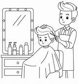 Barber Styling Hair Outline Coloring Page Labor Day Hand Drawn Clip  sketch template