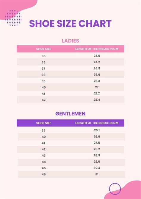 Shoe Size Chart in Illustrator, PDF - Download | Template.net