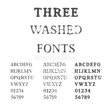 Three Handdrawn Fonts. Washed Latin Alphabet Set. Ink Typefaces Stock ...